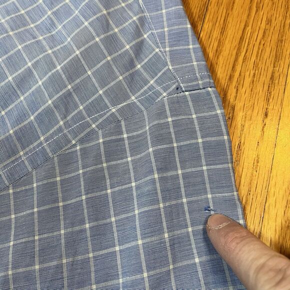 Burberrys Of London Shirt Mens 16-32 Blue Check Striped Vintage Made In USA - Picture 5 of 9